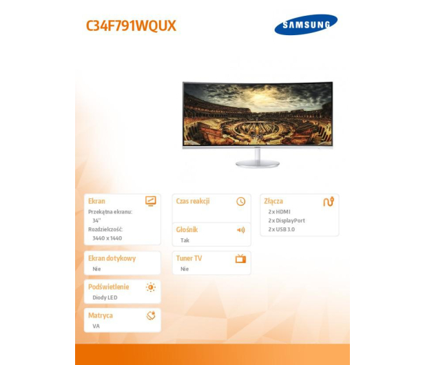 Samsung C34F791WQUX Curved Quantum Dot - 354647 - zdjęcie 15